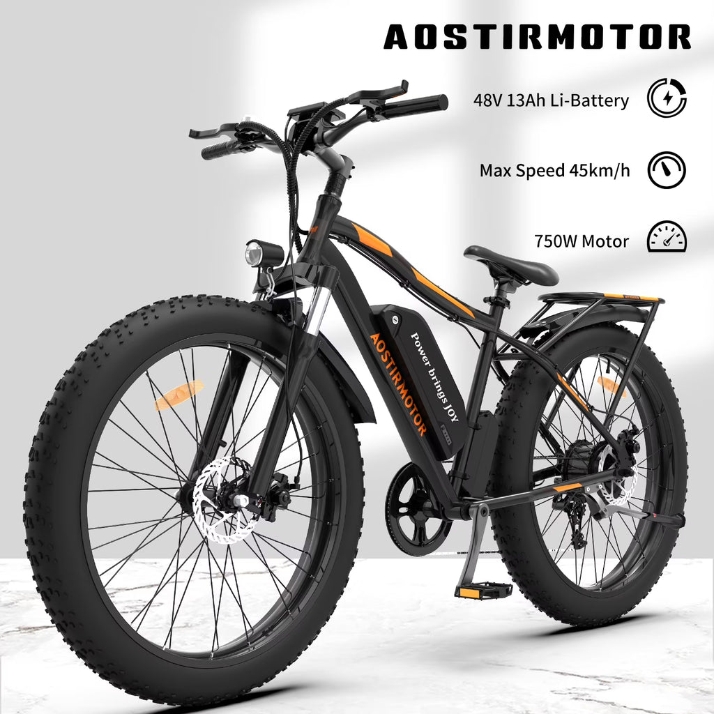 Black Electric Mountain Bike with Removable Battery U6254
