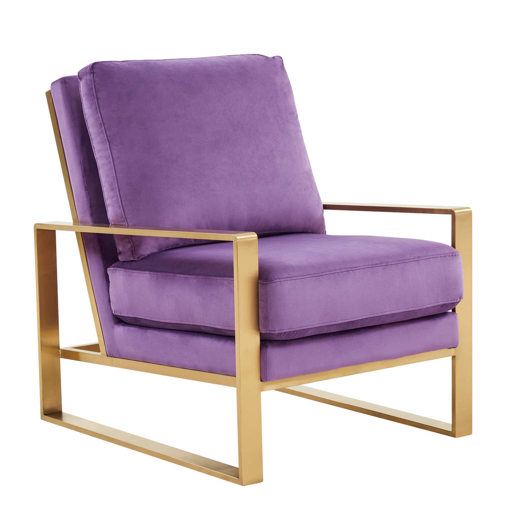 Purple Velvet Accent Armchair with Gold Frame G208
