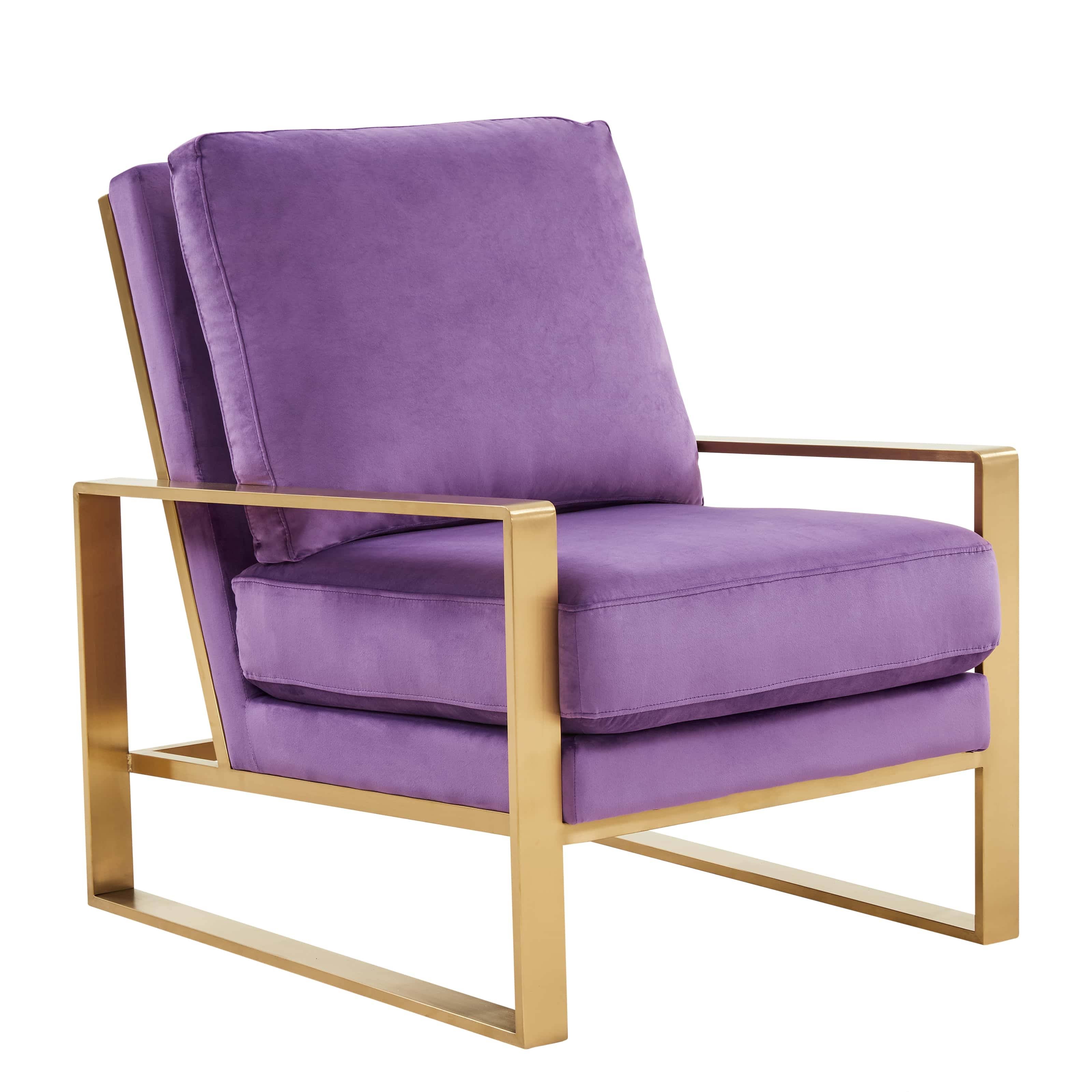 Purple Velvet Accent Armchair with Gold Frame G208