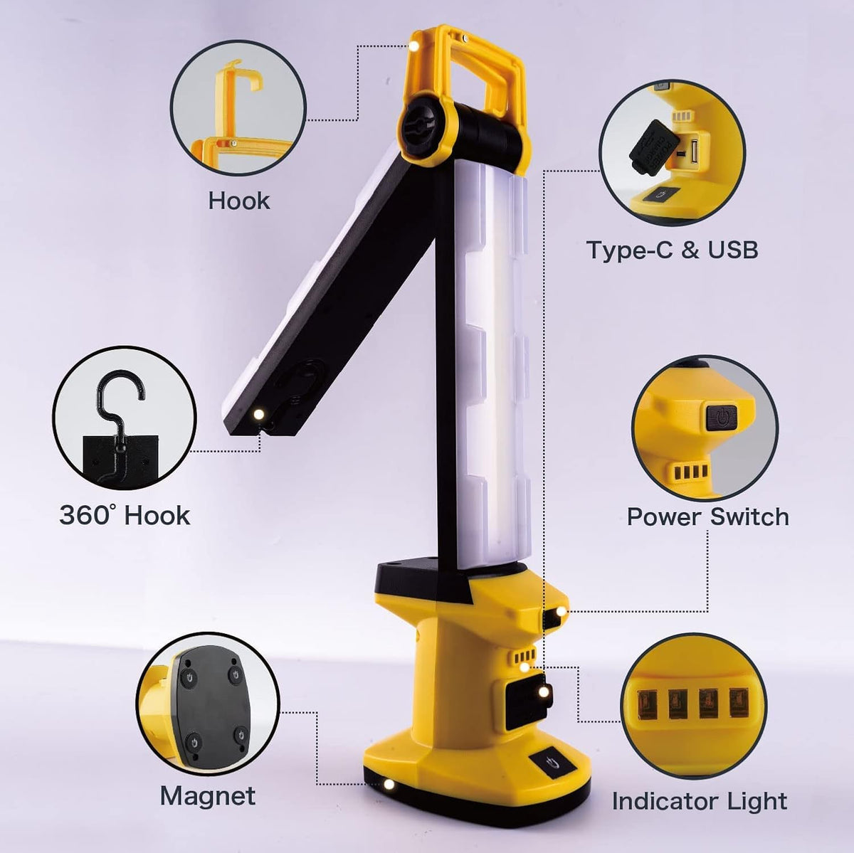 LED Rechargeable Magnetic Work Light, Foldable Cordless Underhood Flood Lighting, 2 Pack X56804