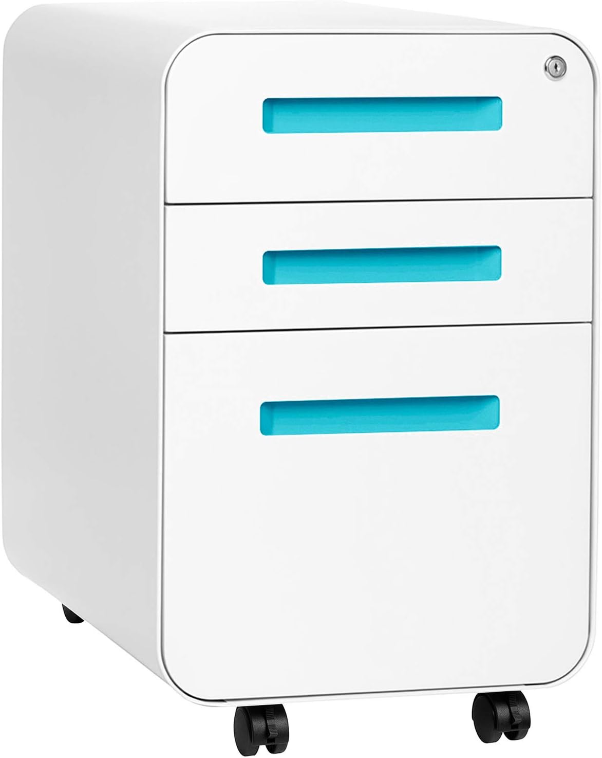 3-Drawer File Cabinet White/Red M600654