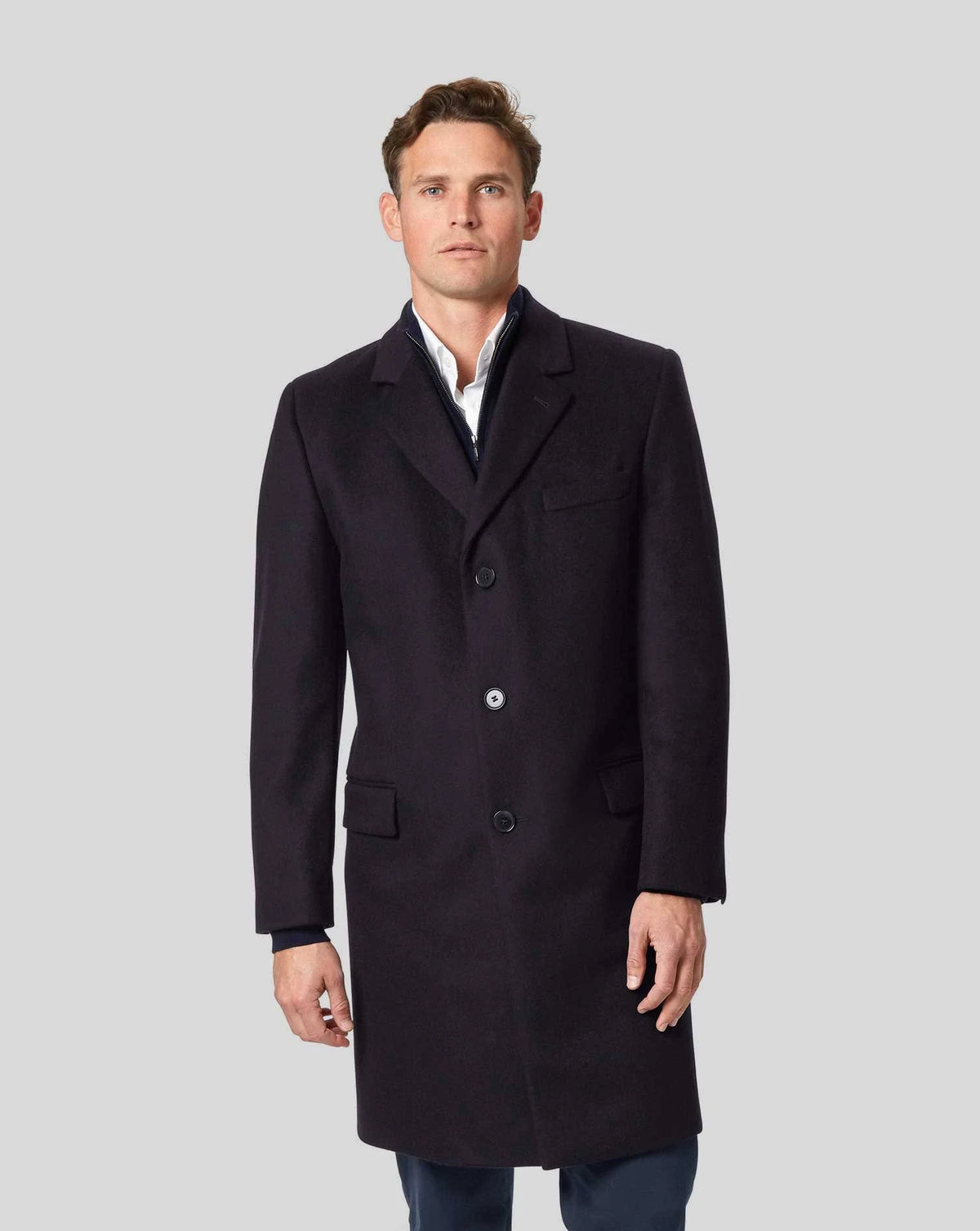 Navy Wool Cashmere Coat K657086