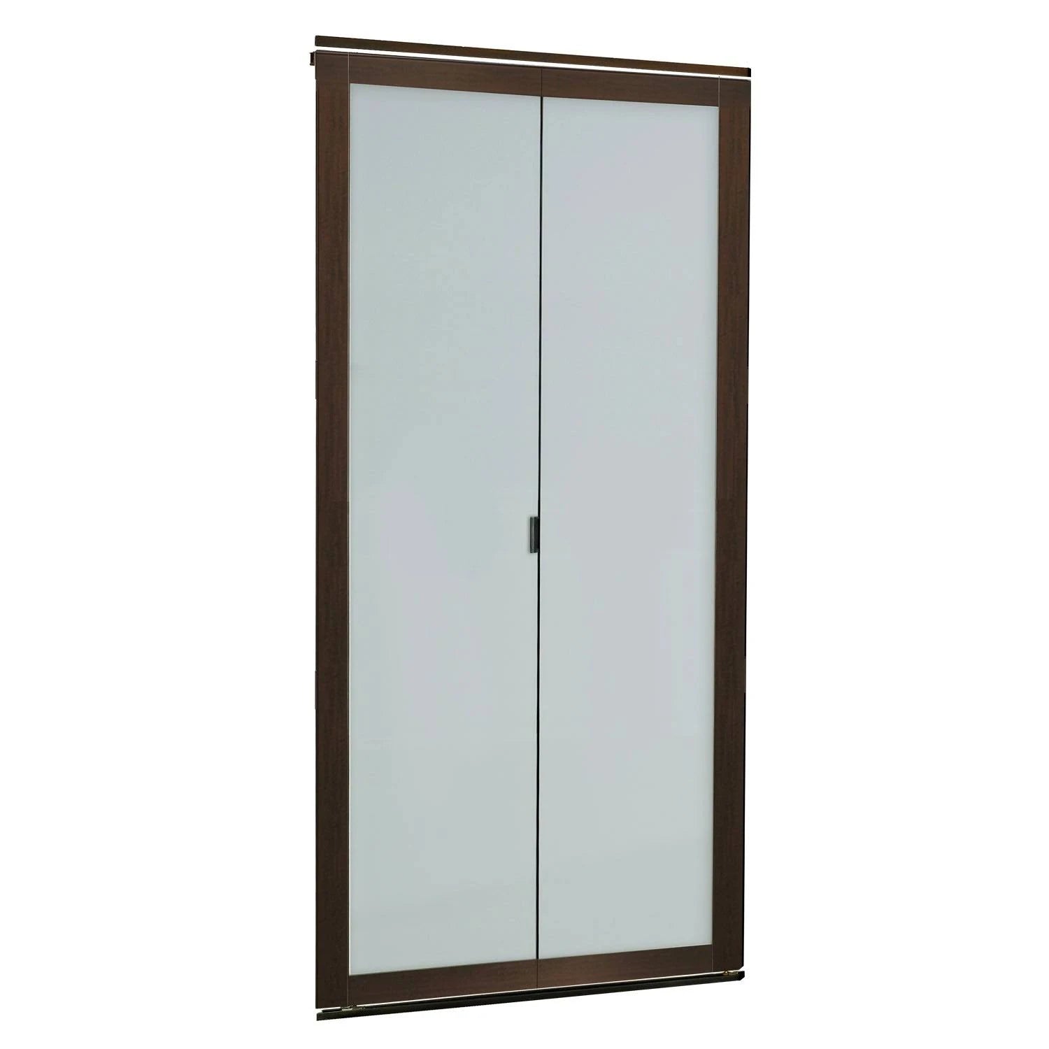 Mocha 1-Lite MDF Wood Frame Frosted Glass Interior Bi-Fold Closet Door D4162