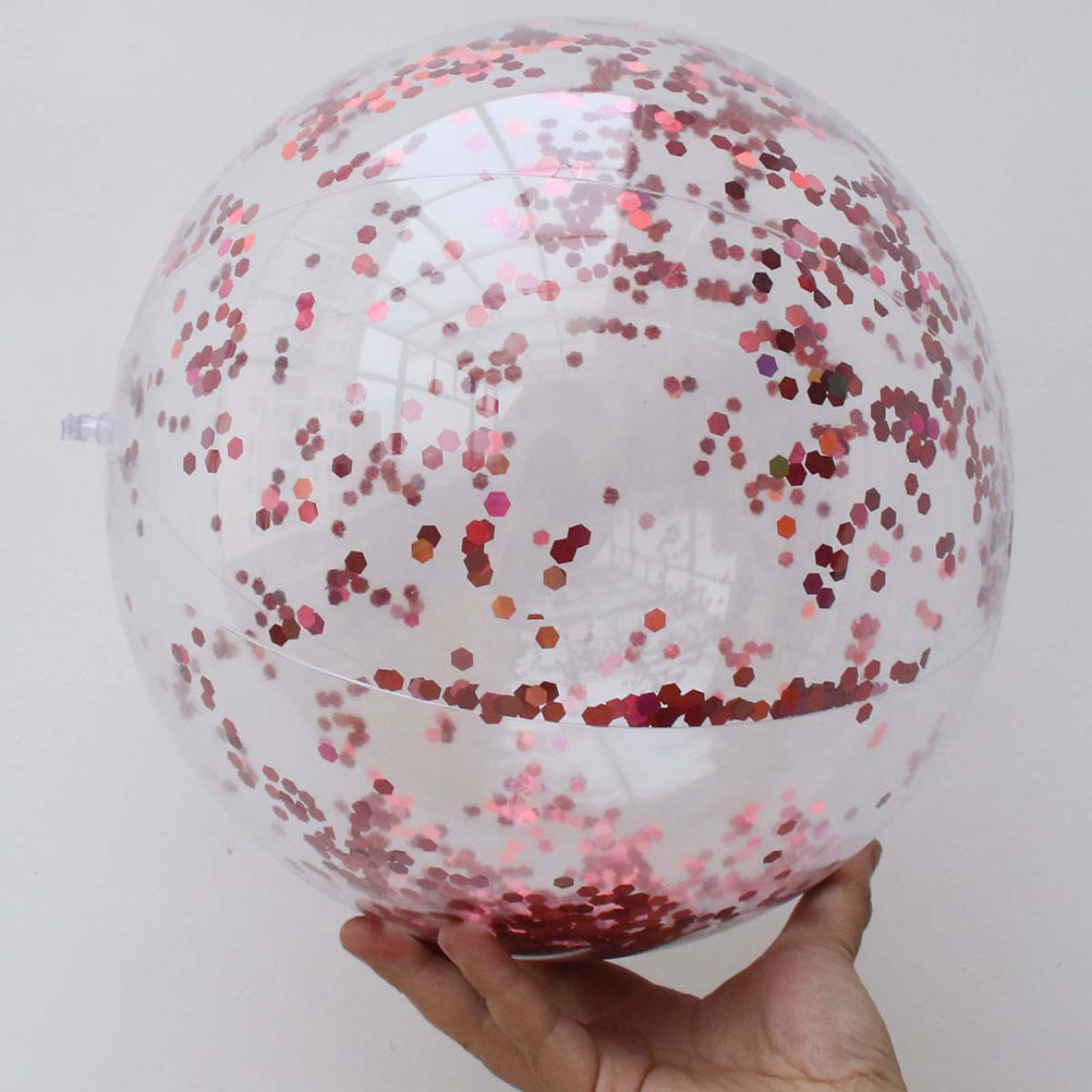 4 pcs Glitter Sequin Beach Balls Round Transparent PVC Balls Inflatable Ball Toys with Pumps S364726