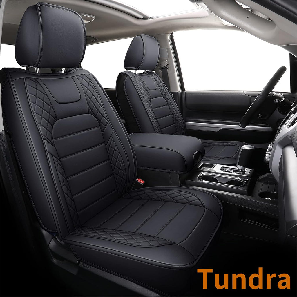 Black Waterproof Faux Leather Seat Covers Front Set 2 Pcs B687