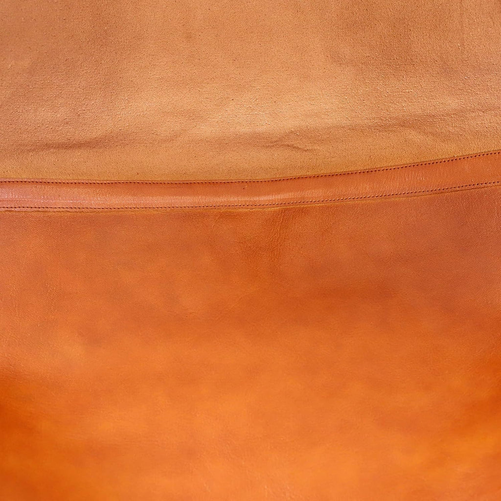 Brown Leather Canvas Folding Chair with Powder Coated Iron Frame A93378