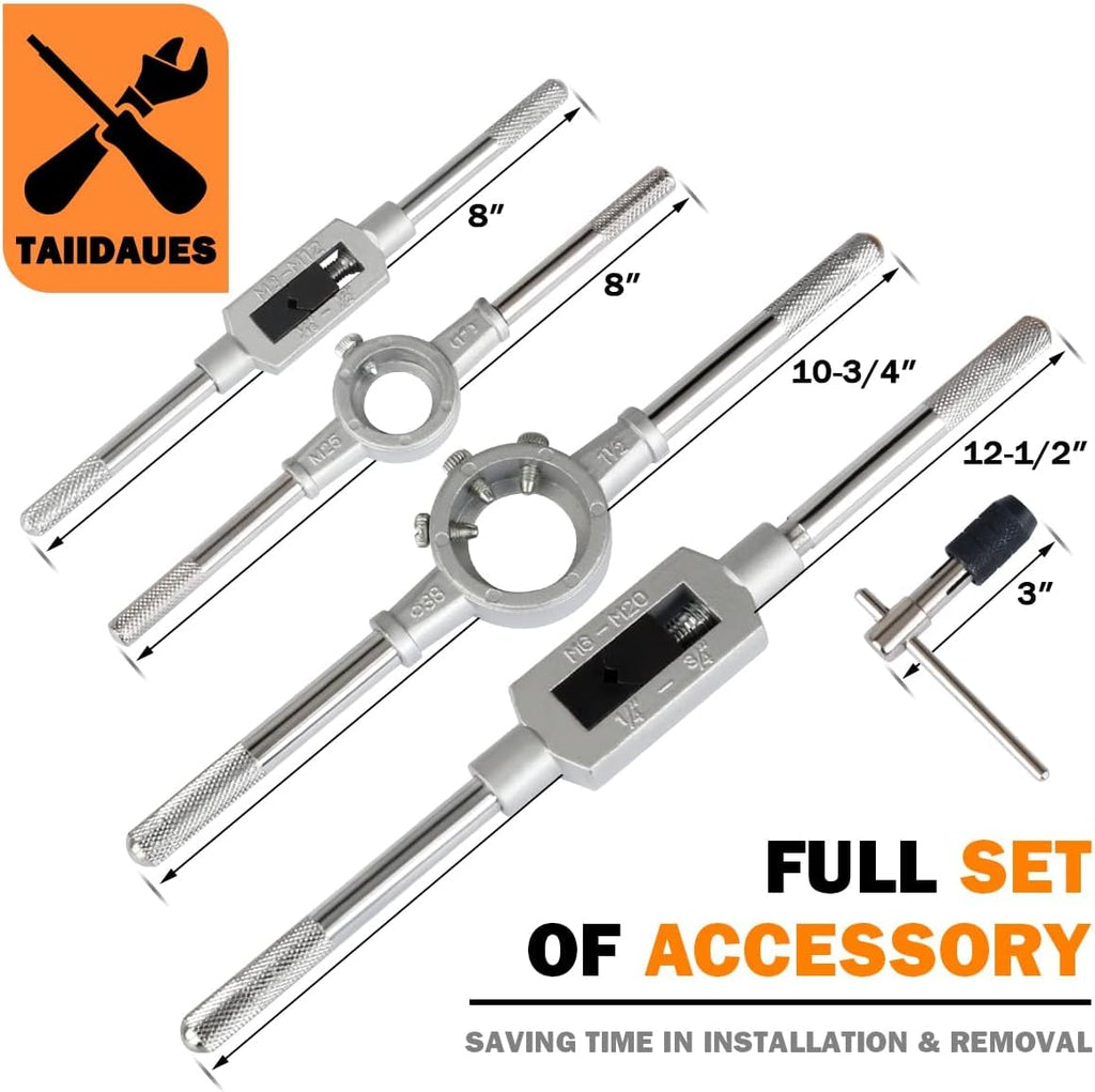 110 Piece Hardened Alloy Steel Metric Tap And Die Threading Tool Set with Storage Case R26232
