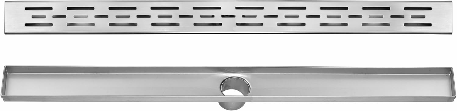 Stainless Steel Linear Shower Drain Hair Catcher Kit, Brushed Finish, 28 x 2.75 Inches, Pack of 2 Q166