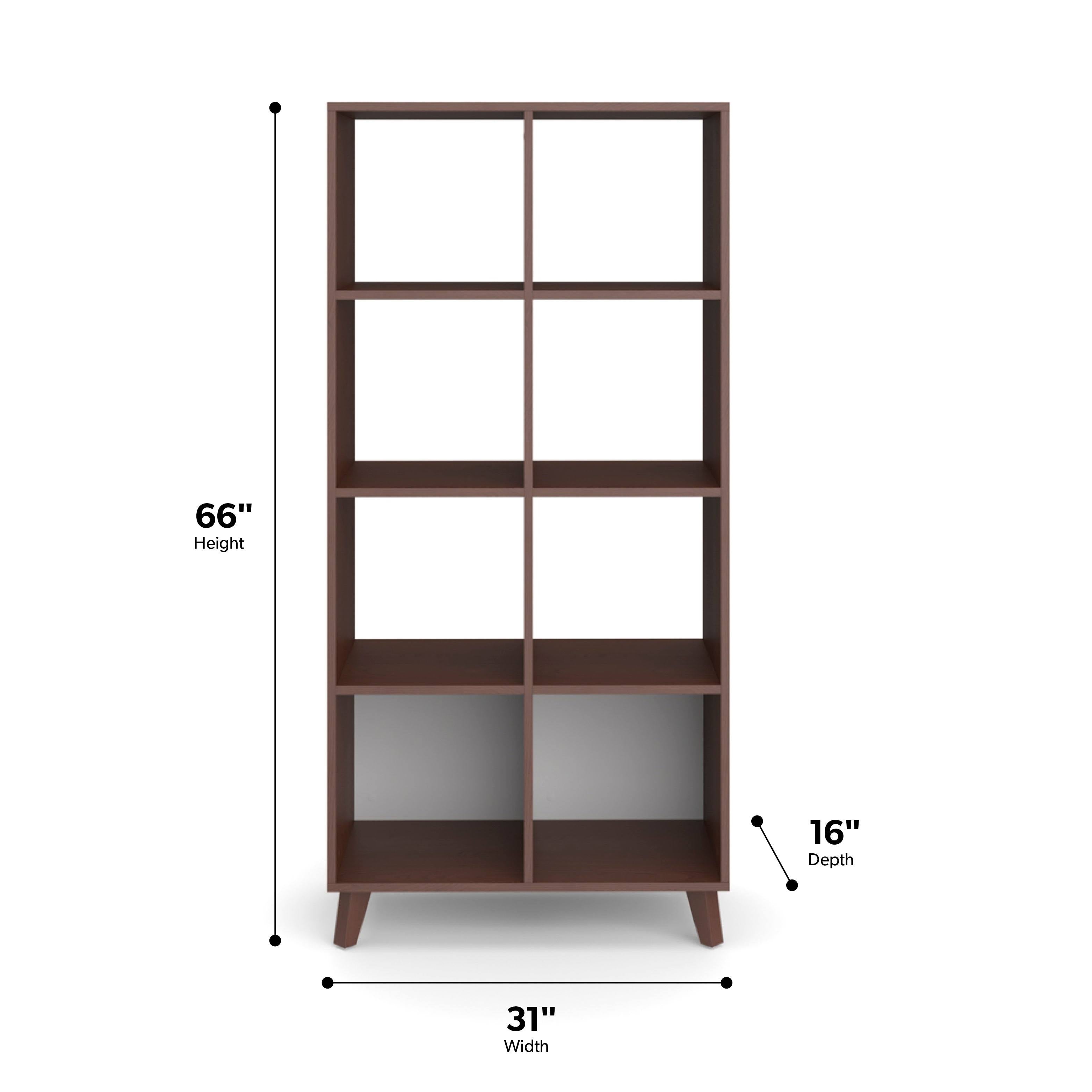 Teak Modern Cube Bookcase with Real Wood Feet O27601