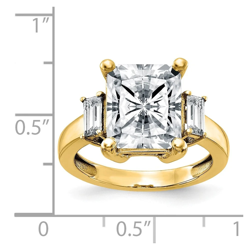 14K Yellow Gold Moissanite Octagon Emerald Ring P282
