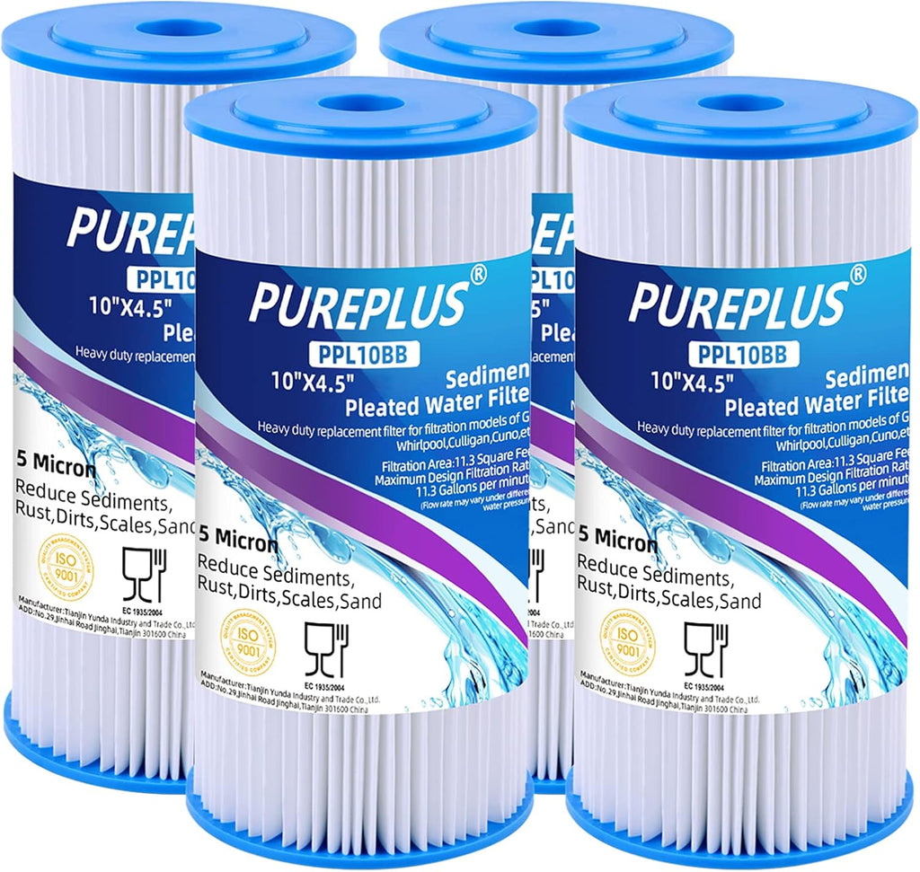 10 x 4.5 Whole House Pleated Sediment Filter Replacement Cartridge, 4Pack L548782