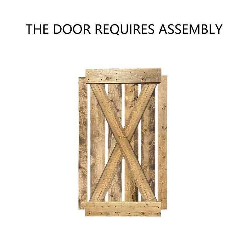 38 in. x 84 in. Weather Oak Stained Pine Wood Sliding Barn Door with Hardware Kit T5404