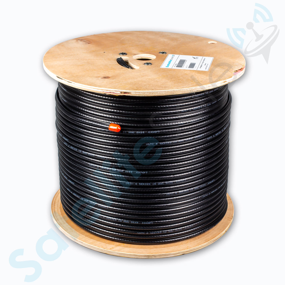 RG6 Trishield 77% Coaxial Cable with Messenger Wire PVC Black 1000 feet F534447