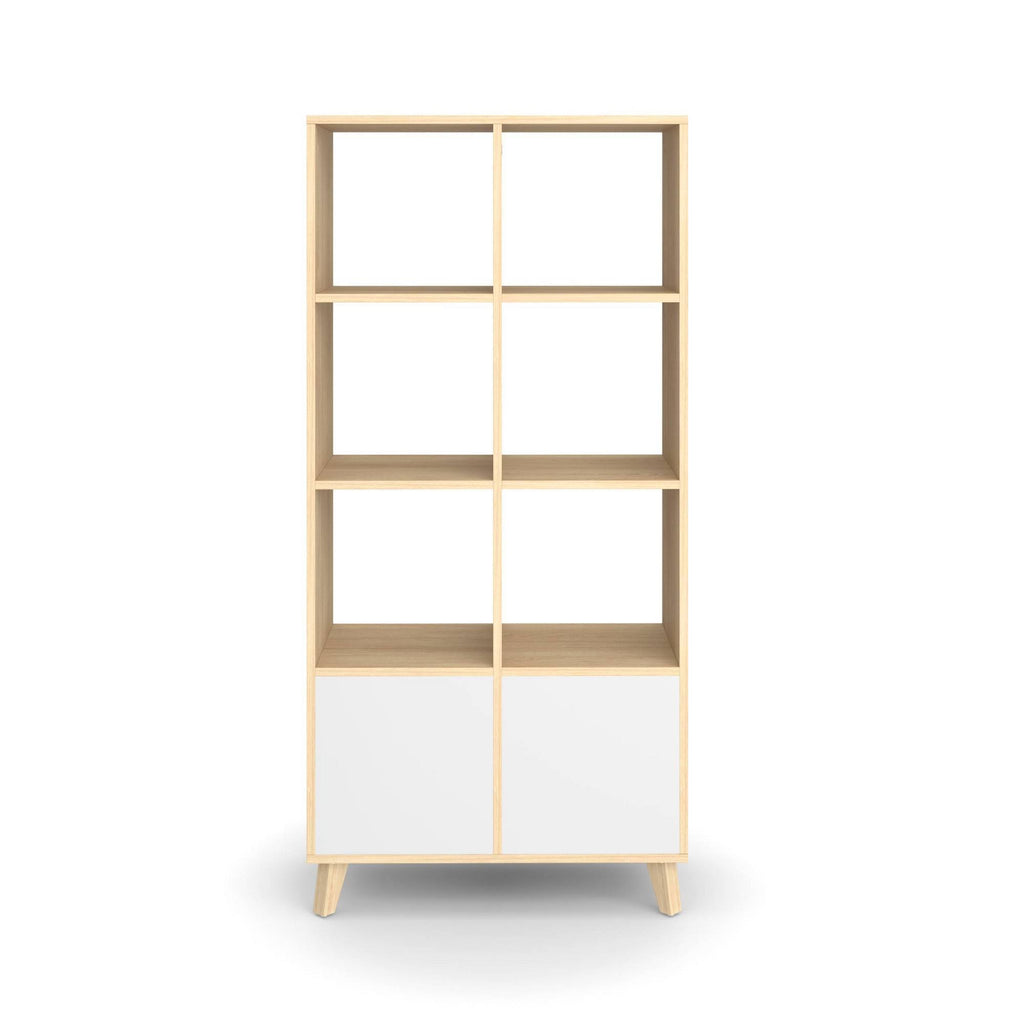 Teak Modern Cube Bookcase with Real Wood Feet O27601