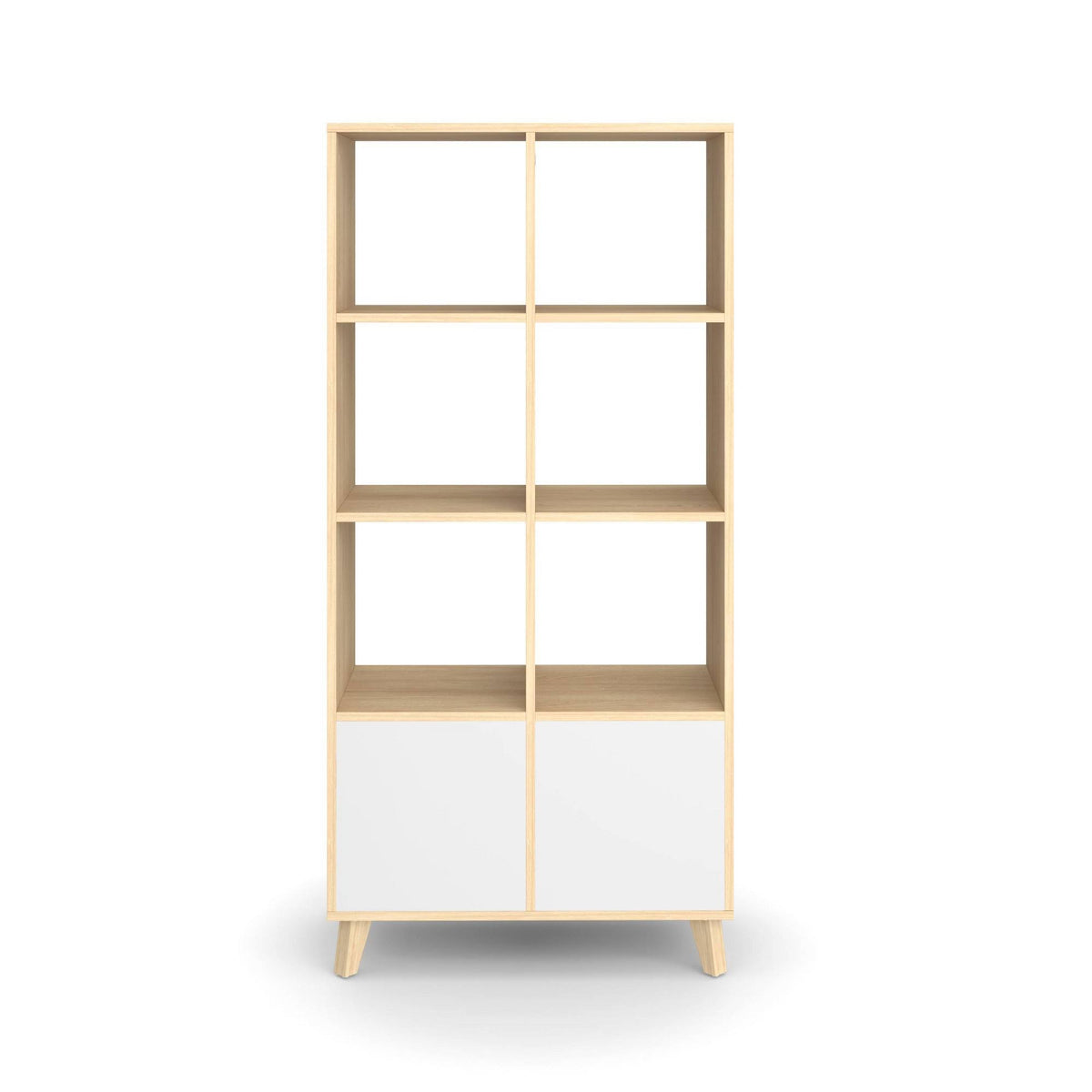 Teak Modern Cube Bookcase with Real Wood Feet O27601