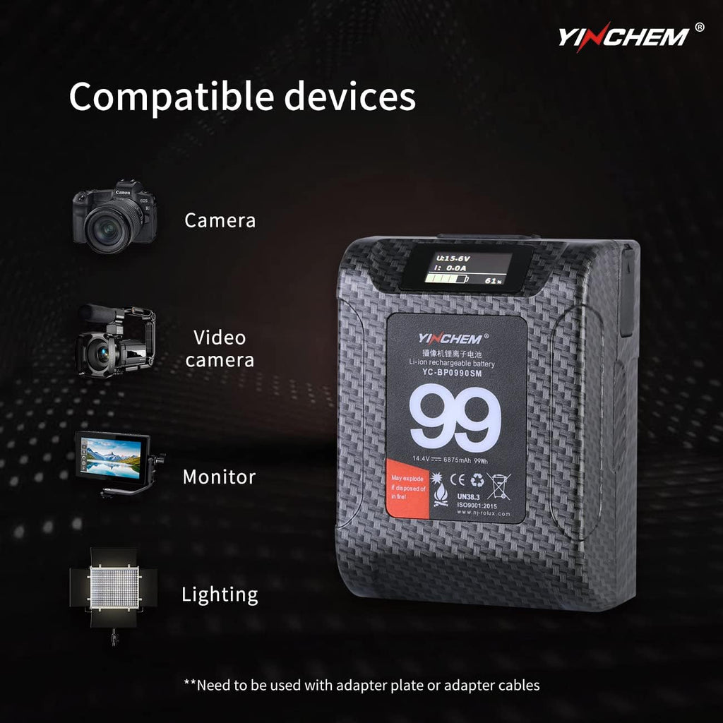 99Wh 14.4V V Mount Lithium-ion Battery with LCD Screen E8651