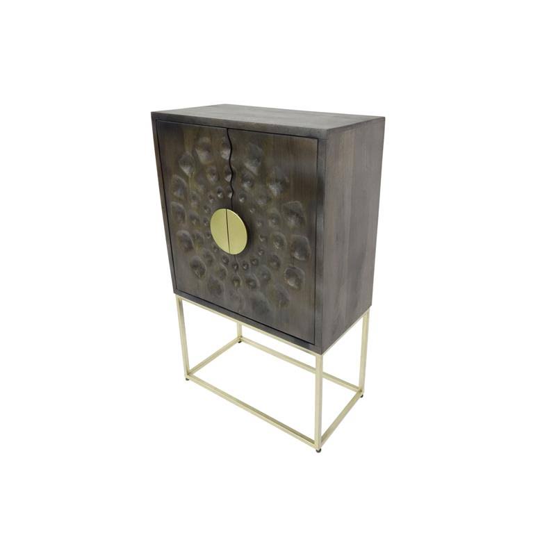 Solid Mango Wood Cabinet - Gray R36562