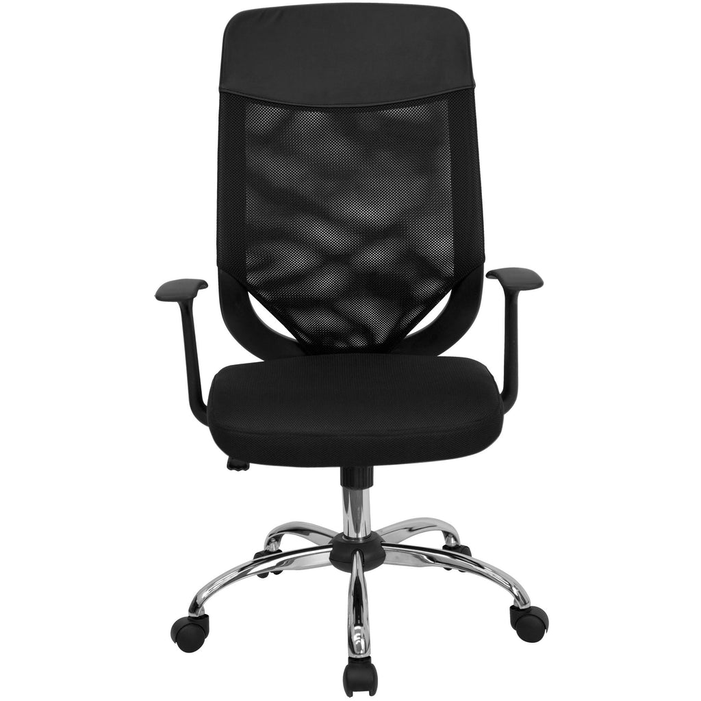 Black and Metallic Silver High Back Executive Swivel Office Chair O5923