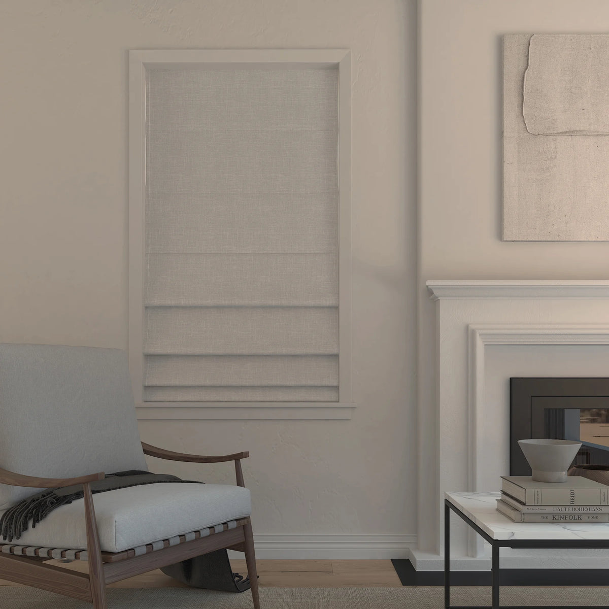 White 100% Blackout Cordless Roman Shade L494650
