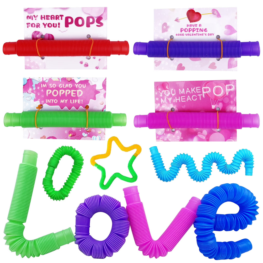 28 Pcs Pop Tubes Fidget Toys Sensory Toys Party Favors M79098