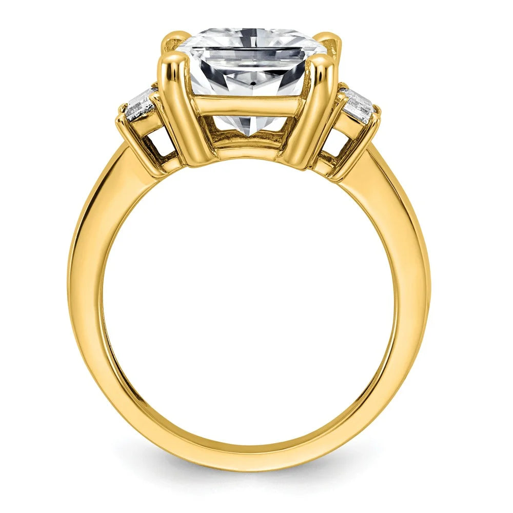 14K Yellow Gold Moissanite Octagon Emerald Ring P282