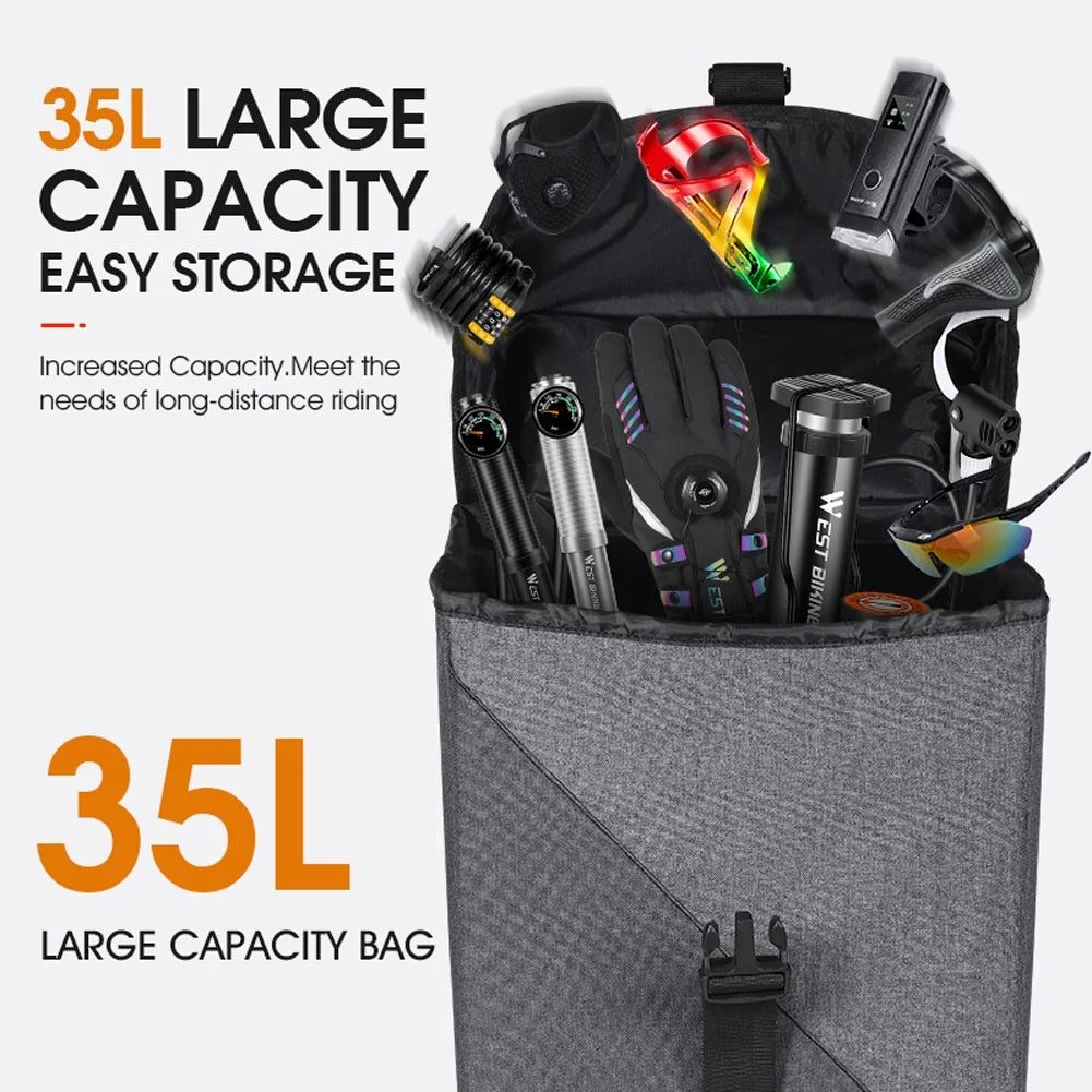 35L Bike Double Bag Rear Seats Luggage Carrier Trunk Bag V819924