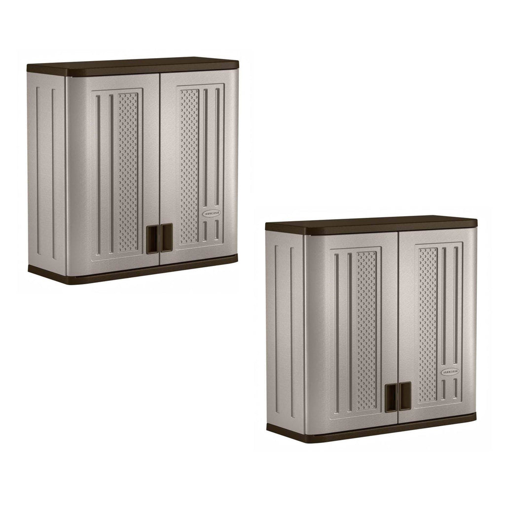 4 Cubic Feet Resin Single Shelf Garage Wall Storage Cabinet (2 Pack) Z95344