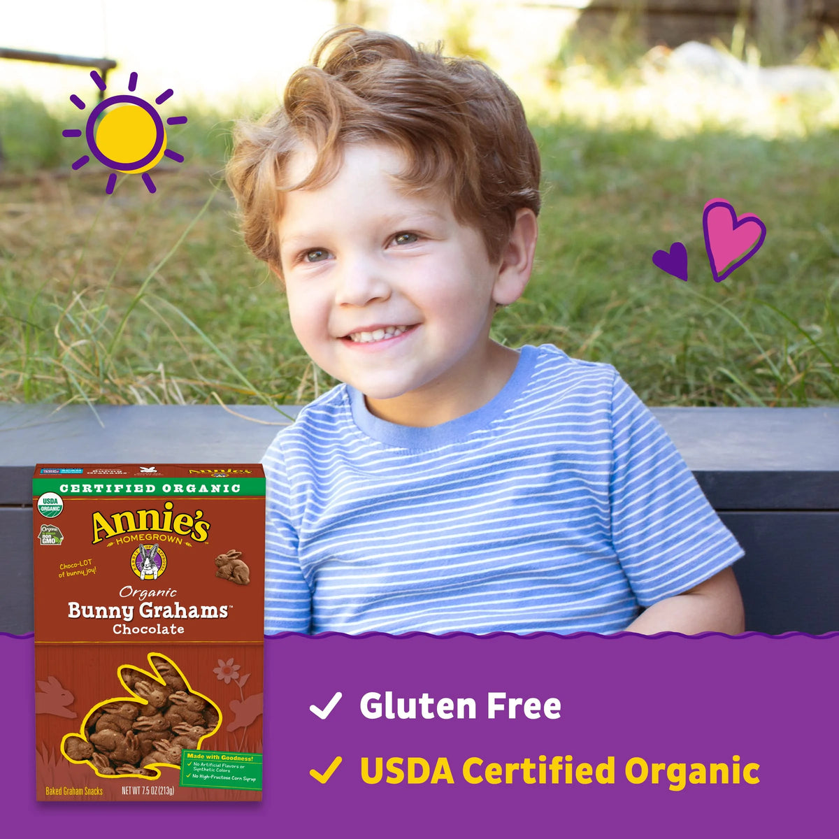 Organic Chocolate Bunny Graham Snacks, 7.5 oz. Box (Pack of 12) Y143017