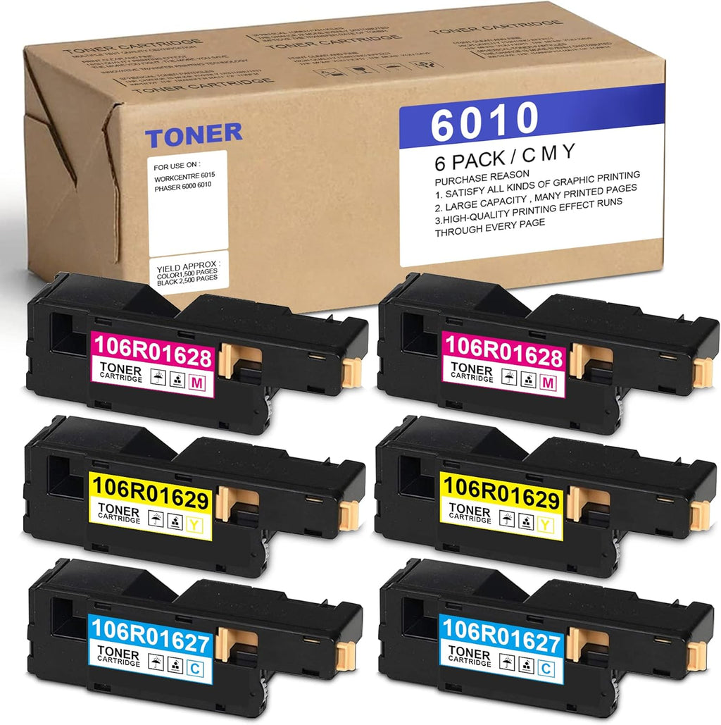 6 Pack Toner Cartridge for Xerox WorkCentre 6015 Phaser 6000 6010 Printer T49919