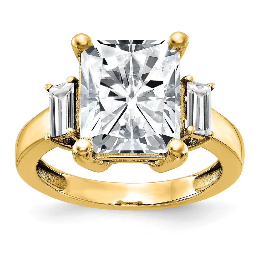 14K Yellow Gold Moissanite Octagon Emerald Ring P282