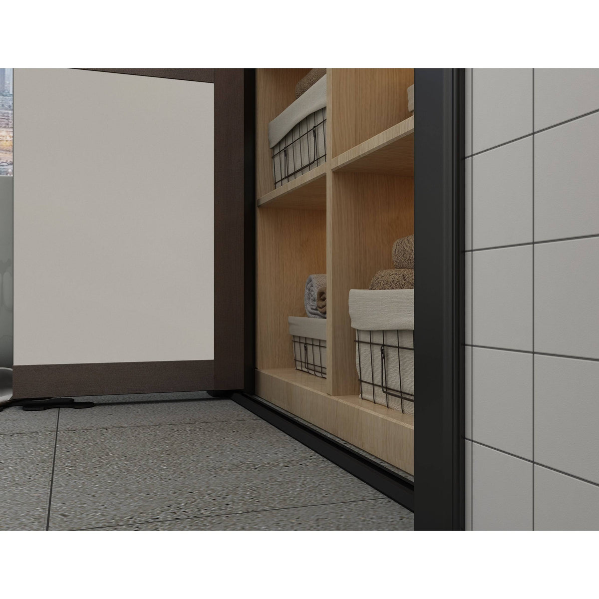 Mocha 1-Lite MDF Wood Frame Frosted Glass Interior Bi-Fold Closet Door D4162