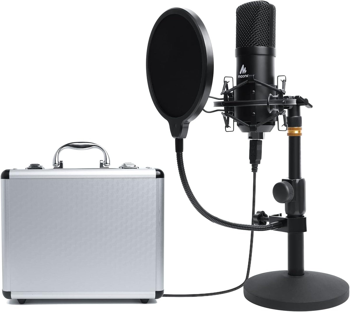 USB Microphone Kit 192KHZ/24BIT with Aluminum Organizer Storage Case, Cardioid Mic, Pack of 2 K5625