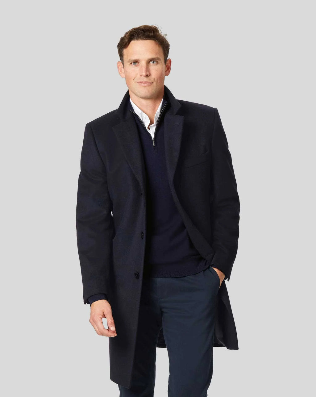Navy Wool Cashmere Coat K657086