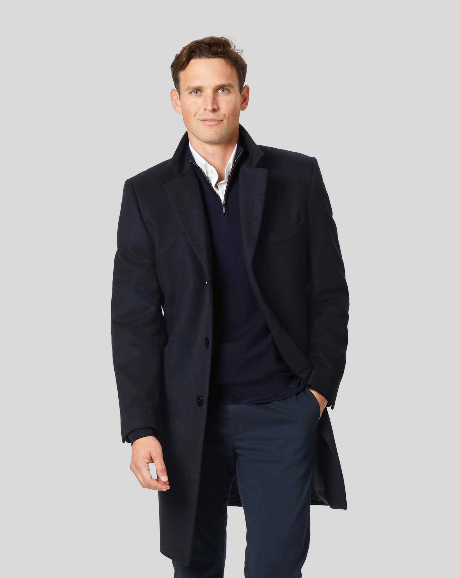 Navy Wool Cashmere Coat K657086