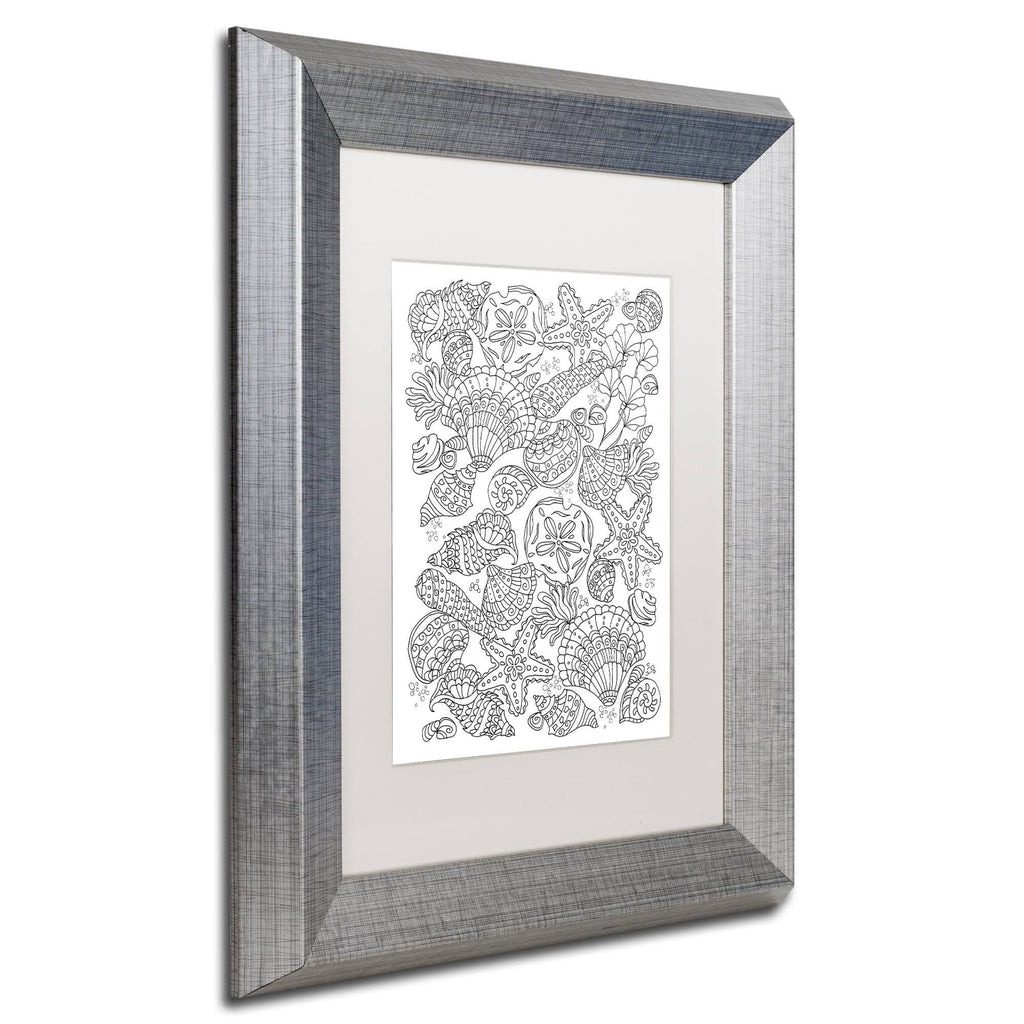 Nautical Shells White Matte Silver Frame 16x20-Inch W414