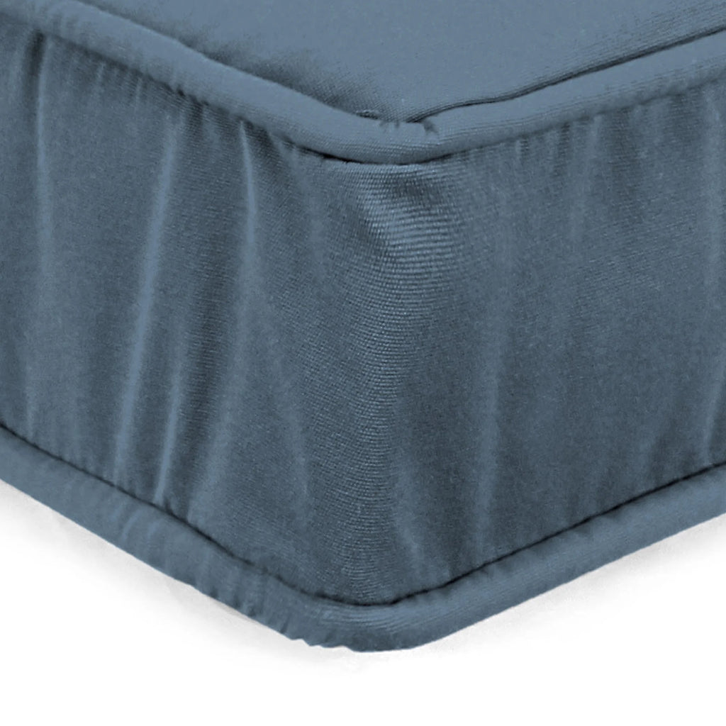 Sunbrella Denim Blue Rectangular Outdoor Deep Seat Chair Cushion with Ties and Welt K714081