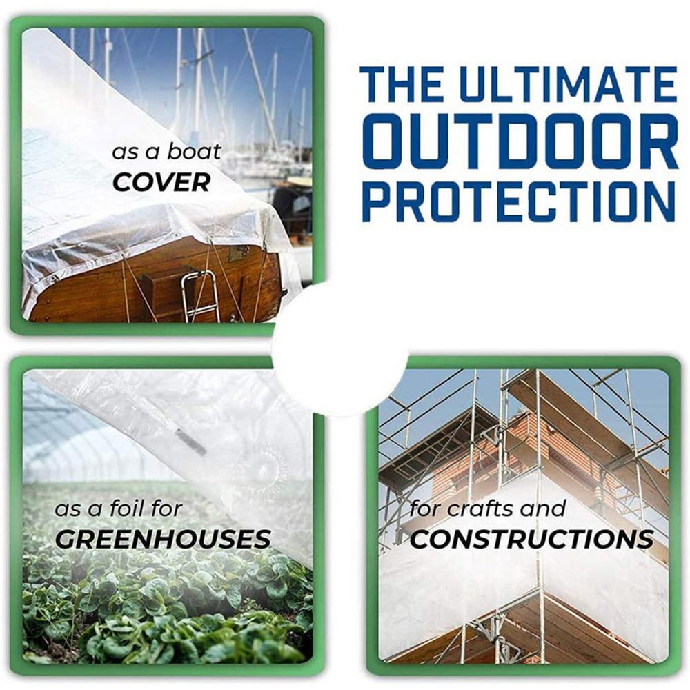 Clear Vinyl Tarp 20 Mil Waterproof PVC Tarpaulin with Brass Grommets B502