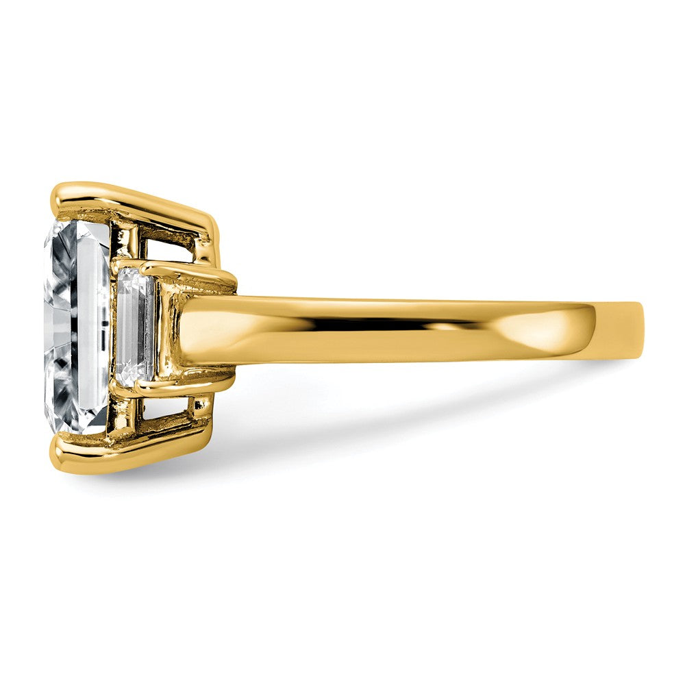 14K Yellow Gold Moissanite Octagon Emerald Ring P282