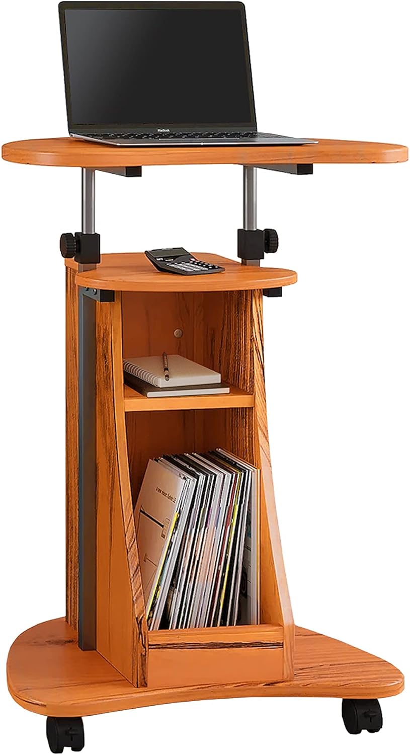 Adjustable Height Laptop Cart With Storage Q428