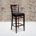 Walnut Wood Vertical Slat Back Wooden Barstool C839