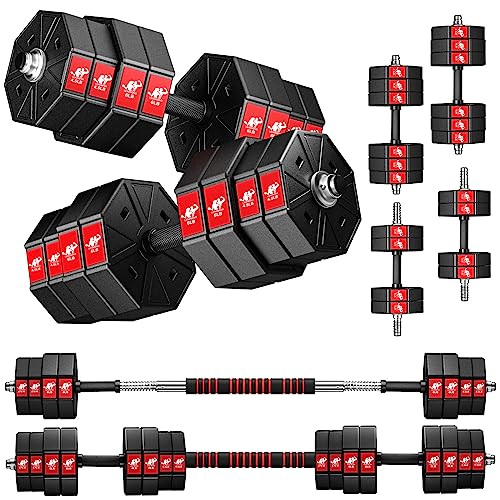 44Lbs 66Lbs 88Lbs 3 in 1 Adjustable Weights Dumbbells Barbell Set S874