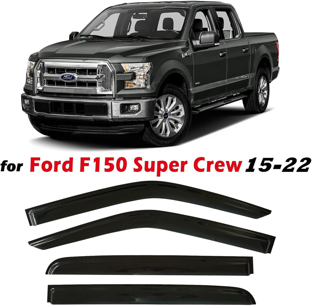 Dark Tinted Tape-On Side Window Vent Visor Deflectors Rain Guards Pack of 2 O59744