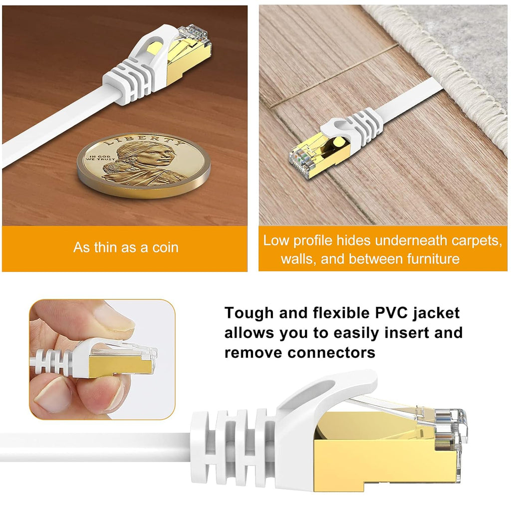 Cat 7 Ethernet Cable 125 ft Flat Patch Cord with RJ45 Connectors X404