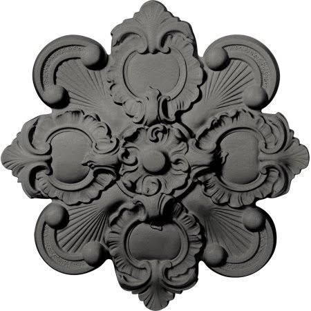18 1/8x22OD x 1 1/4x22P Hand-Painted Silver Ceiling Medallion Y2475