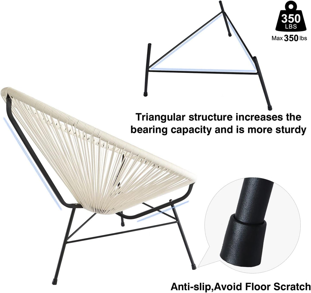 Set of 2 All-Weather Acapulco Chair with Flexible Rope and Heavy Duty Frame H5245