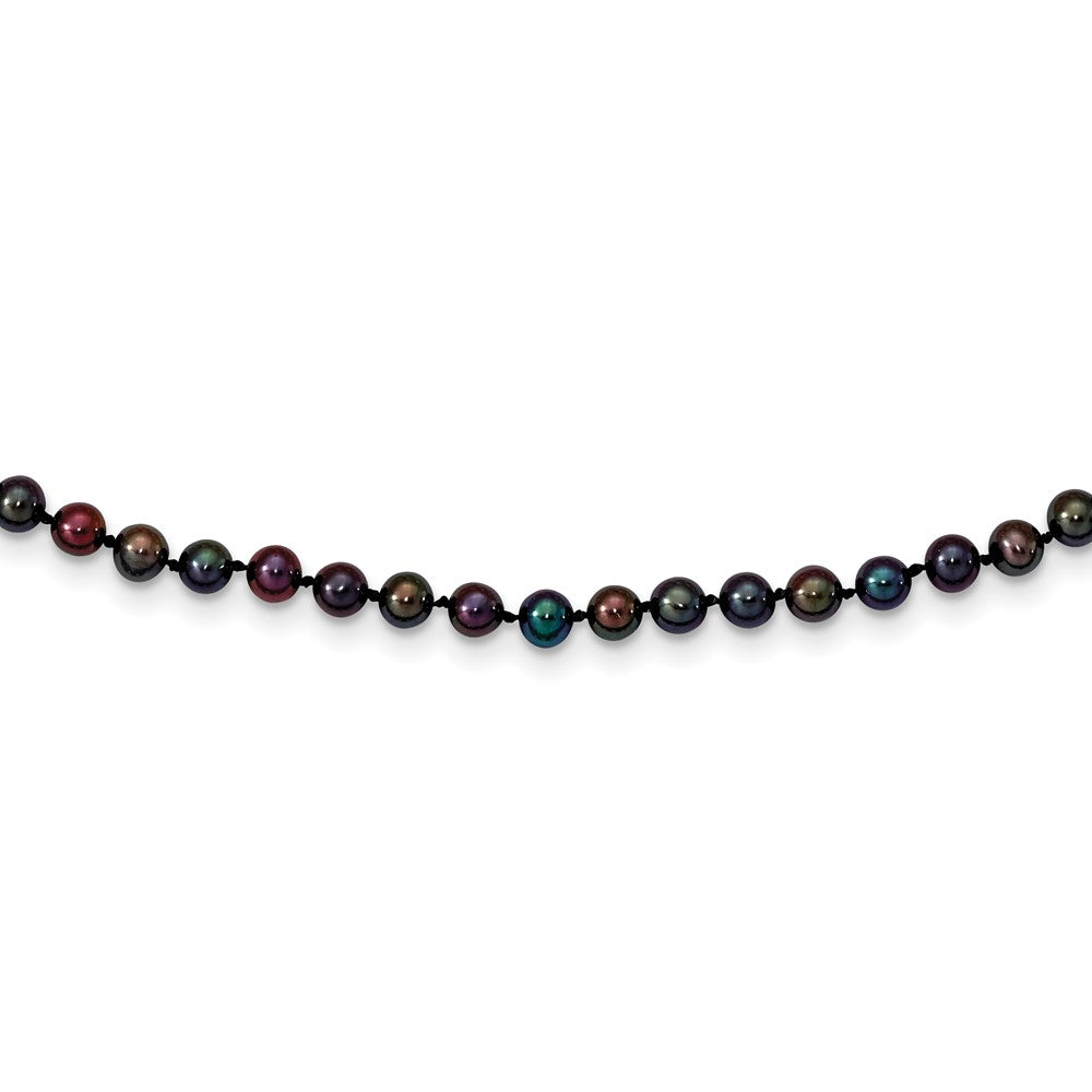 14K Yellow Gold Pearl Chain Necklace 4-5 mm Black Freshwater Cultured 16 inch C668320