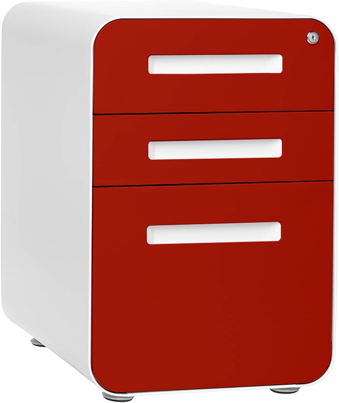 3-Drawer File Cabinet White/Red M600654