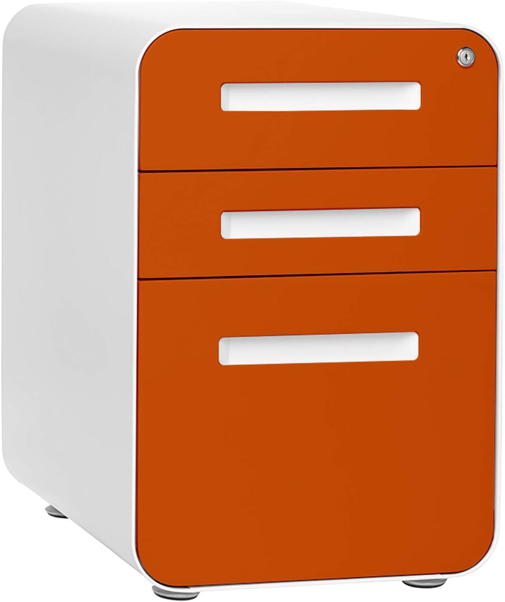 3-Drawer File Cabinet White/Red M600654