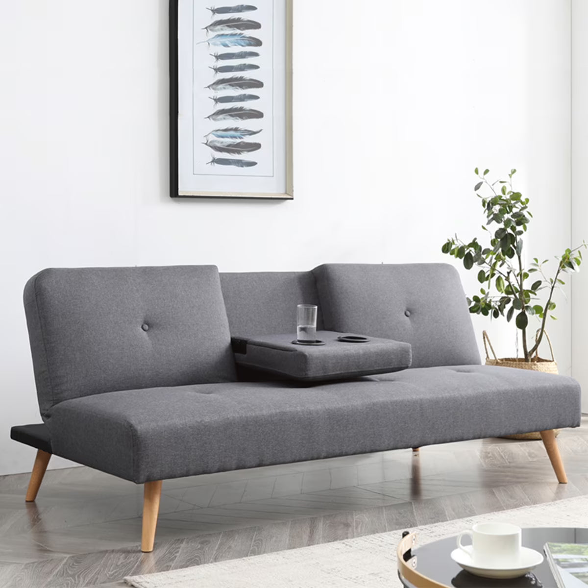 Grey Polyester Futon O1529