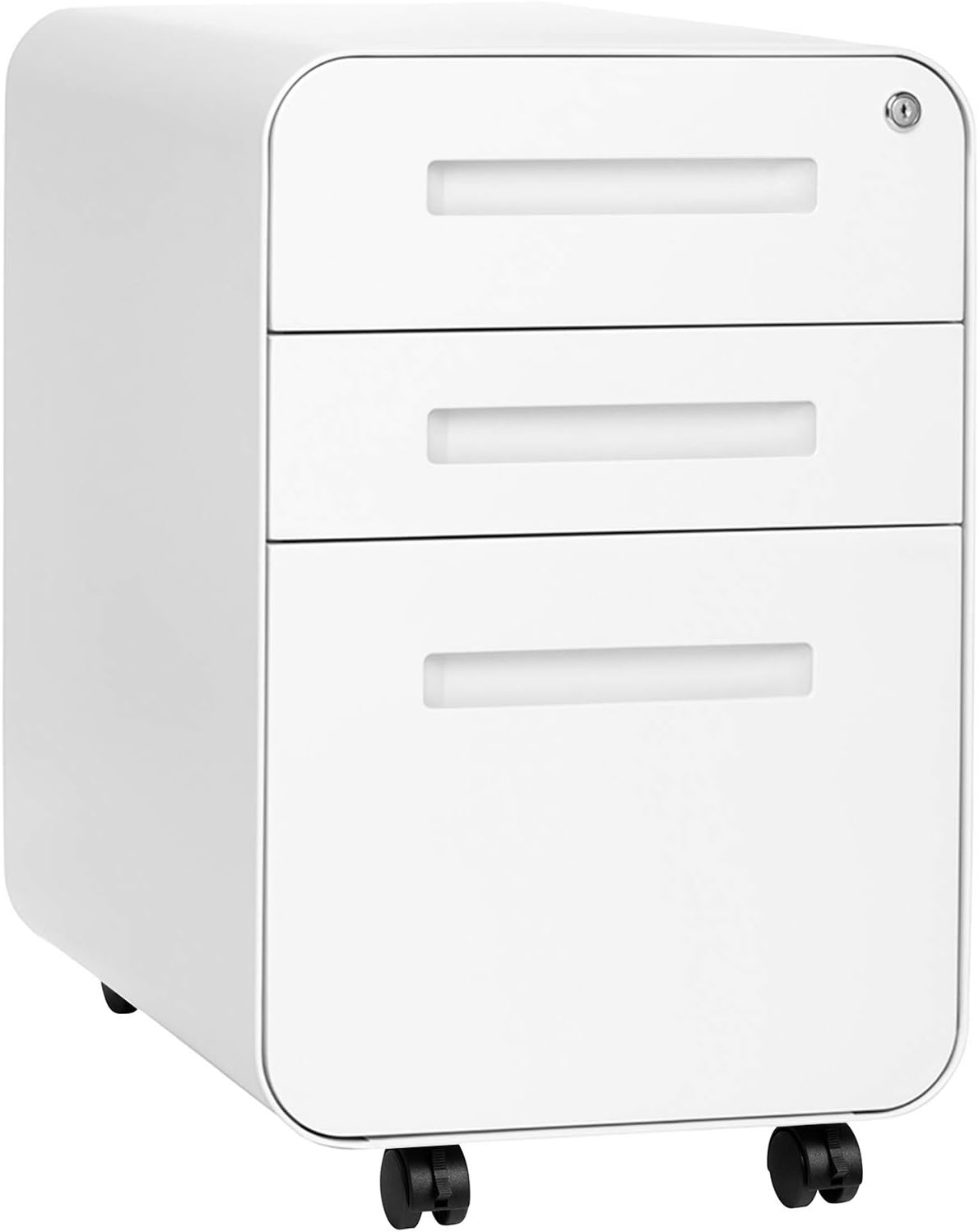 3-Drawer File Cabinet White/Red M600654